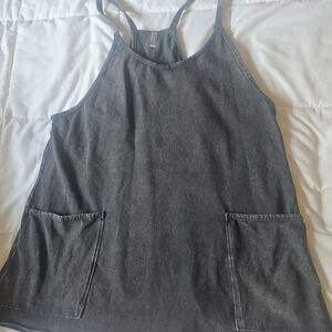 Free People Black Washed Midi Skirt with Pockets